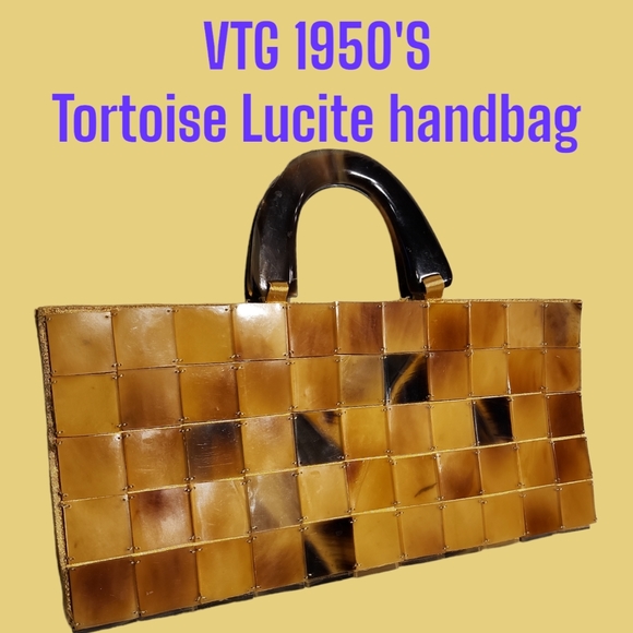 Source Unknown Handbags - 1950's Lucite Purse Tortoise tiles